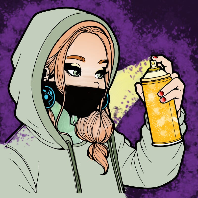 a realistic girl, spray painting