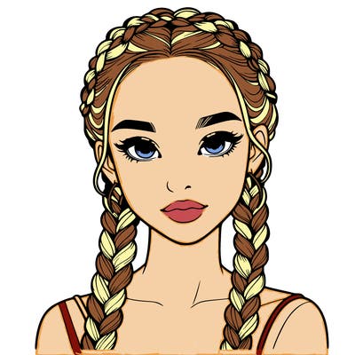 realistic girl with braids