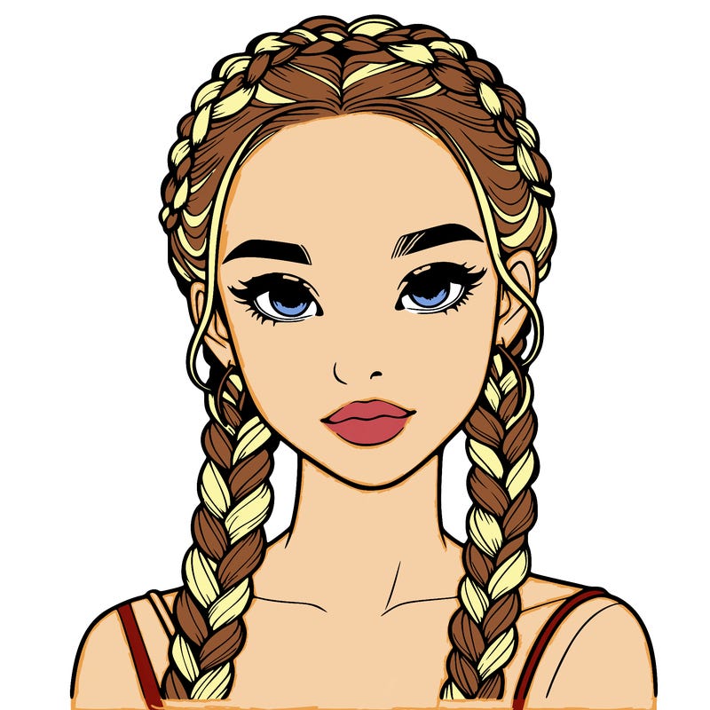 realistic girl with braids