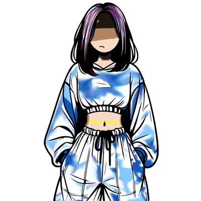 realistic girl faceless with baggy pants and a crop top