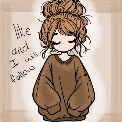 girl with baggy sweatshirt and messy bun