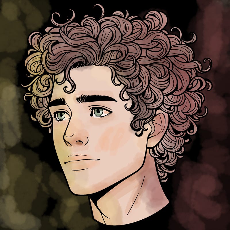 realistic guy with curly hair
