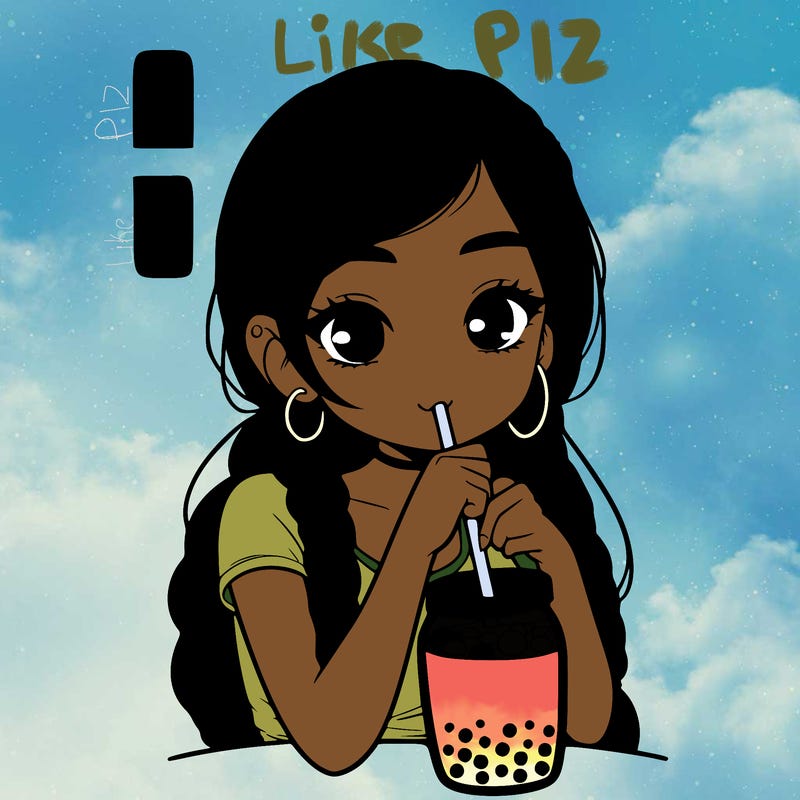 realistic girl with braided hair drinking boba