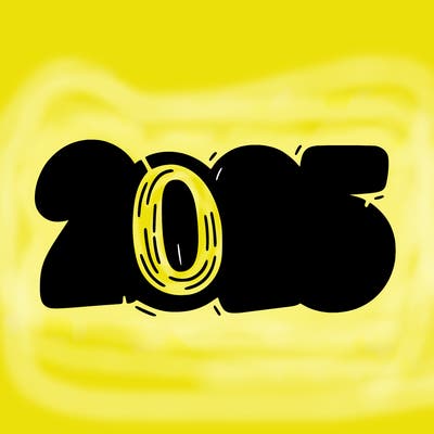 one line scrawled numbers sketch design “2025”