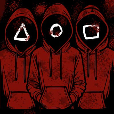 3 faceless people in  hoodies