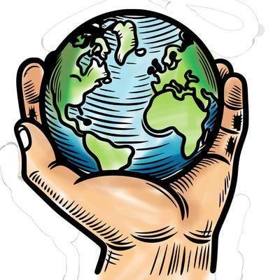hand holding earth