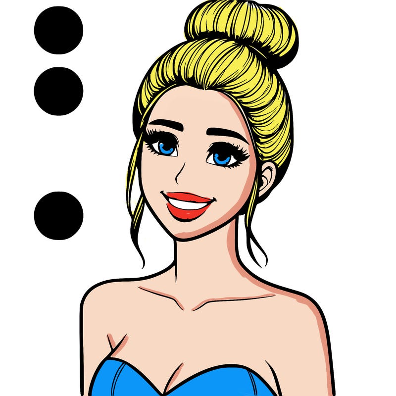 a woman with a beautiful smile and bun realistic