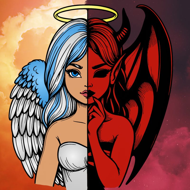 realistic angel half demon