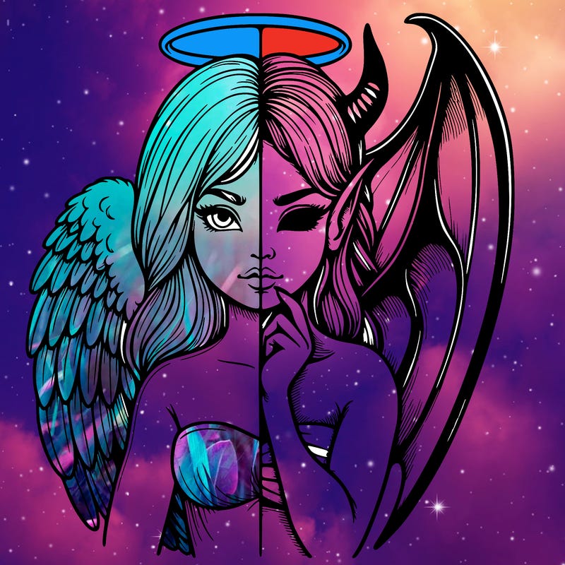 realistic angel half demon