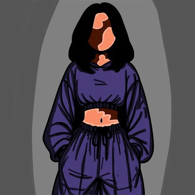 realistic girl faceless with baggy pants and a crop top