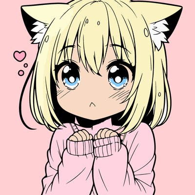 shy anime catgirl