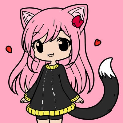 girl with cat ears and tail