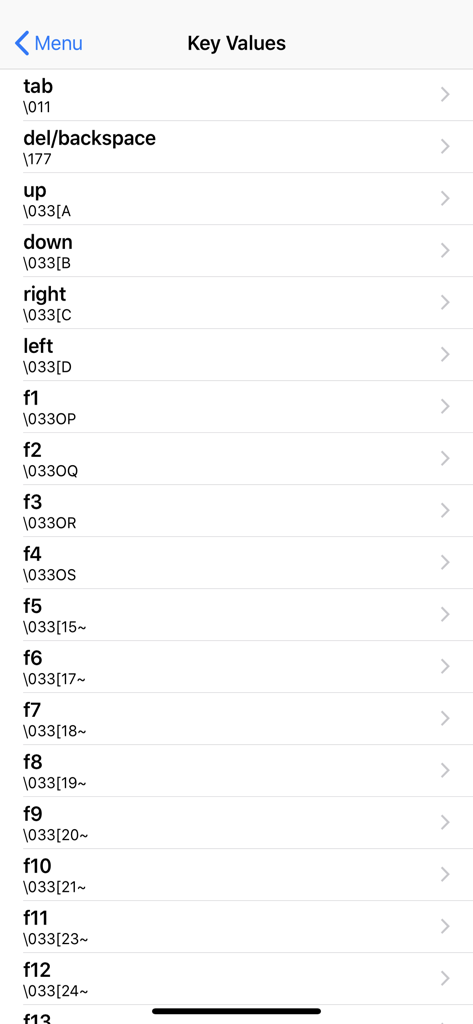 Settings screen in Mocha Telnet showing terminal key values and escape codes for VT220 emulation.