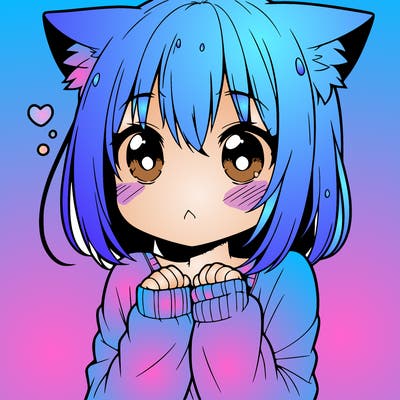 shy anime catgirl