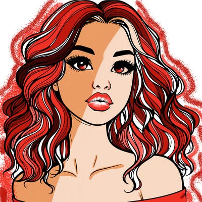 realistic girl with wavy hair and lips