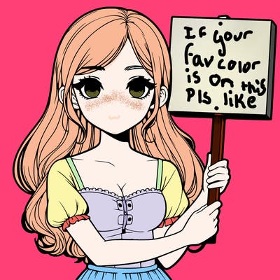 a realistic girl with a sign