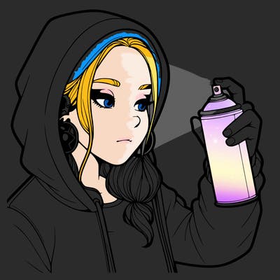 a realistic girl, spray painting