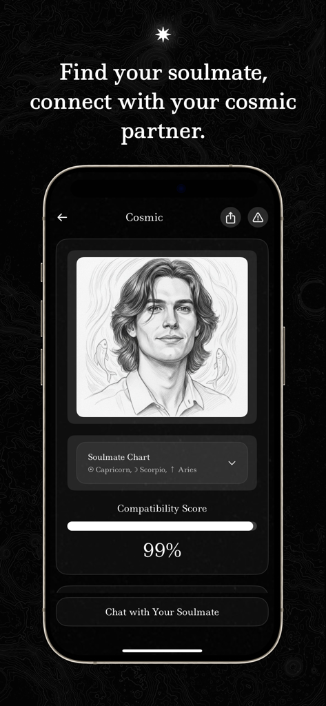 A soulmate sketch and compatibility score in the Cosmic astrology app