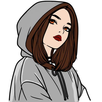 a realistic girl in a hoodie