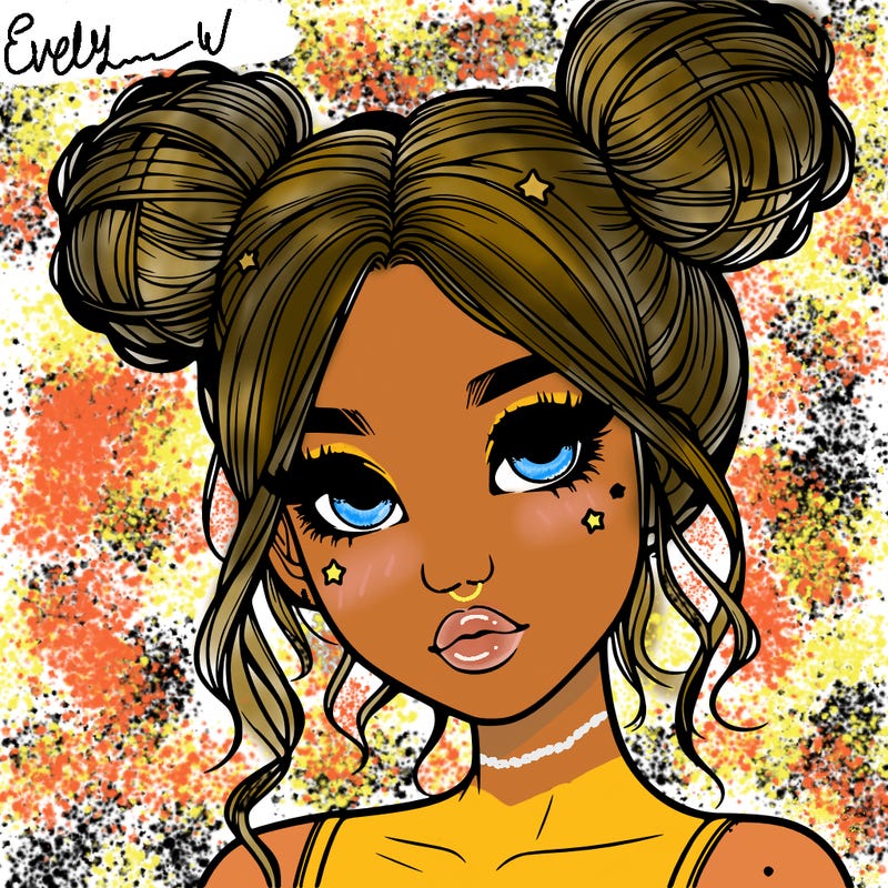 realistic girl with space buns