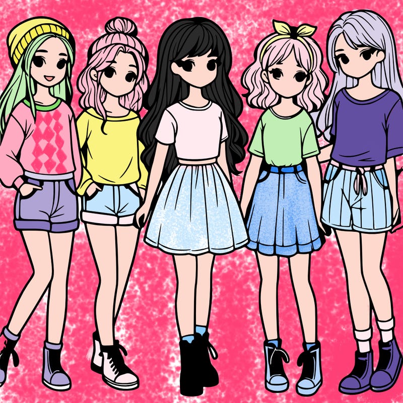 a group of five girls