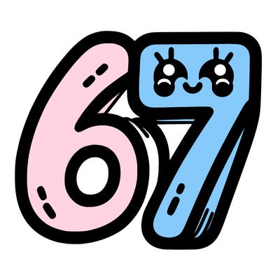 the numbers 67