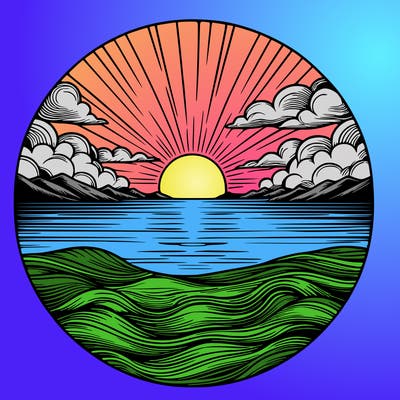 realistic sunset