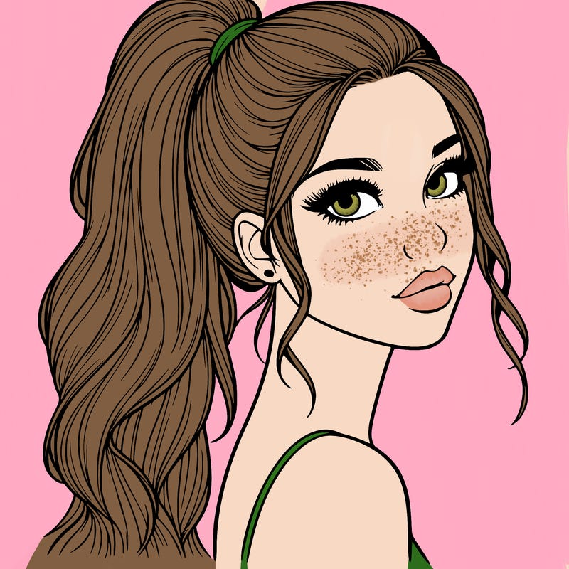 realistic pretty girl with high pony tail