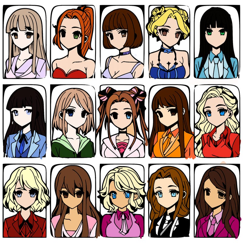 girls that look diffrent anime