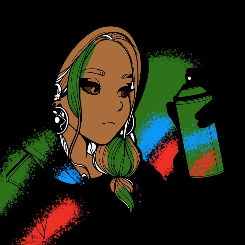 a realistic girl, spray painting