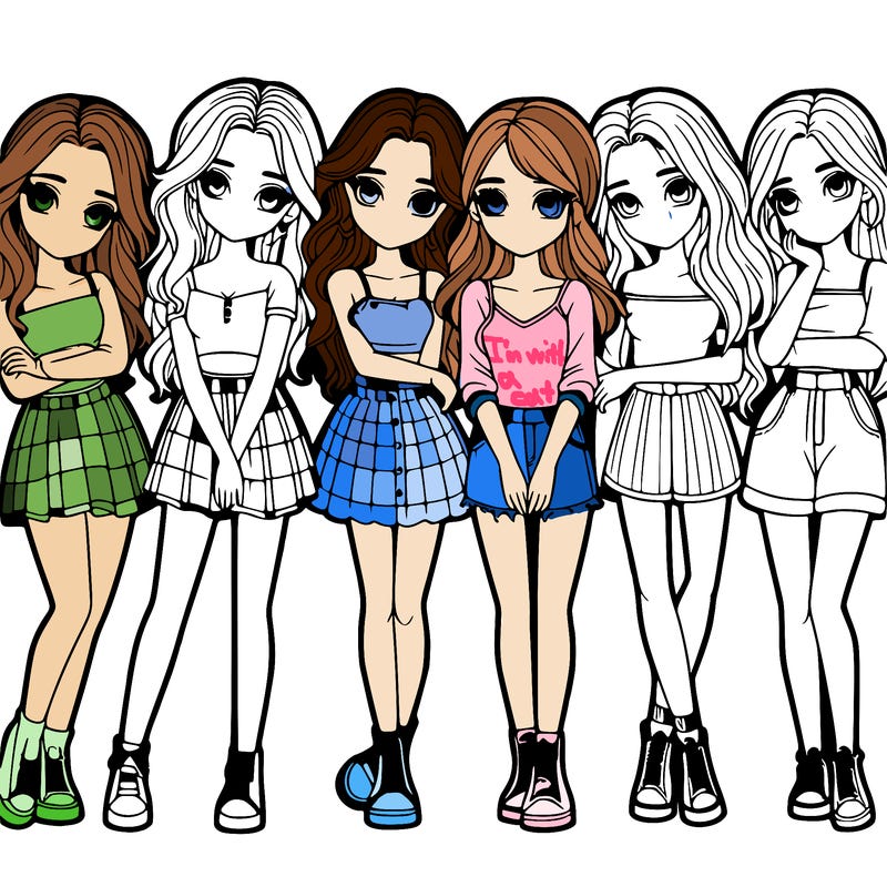 a group of girls realistic