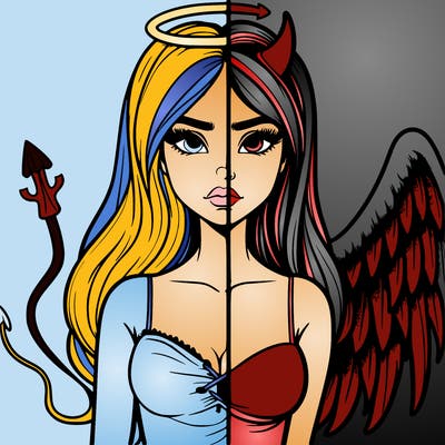 devil vs angel realistic girl