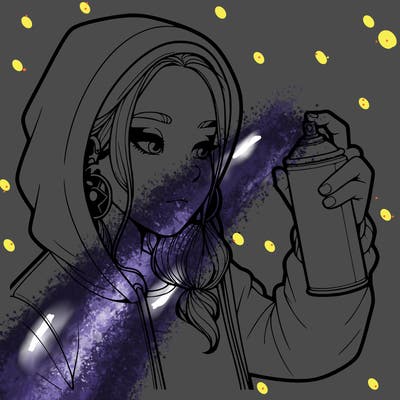 a realistic girl, spray painting