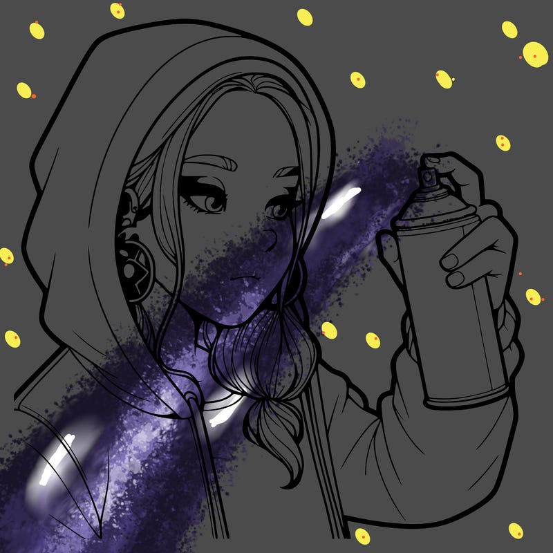 a realistic girl, spray painting