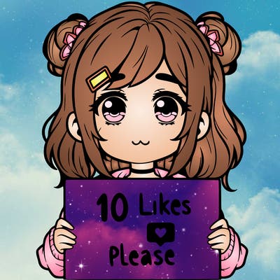 a girl with a sign saying 10 likes please