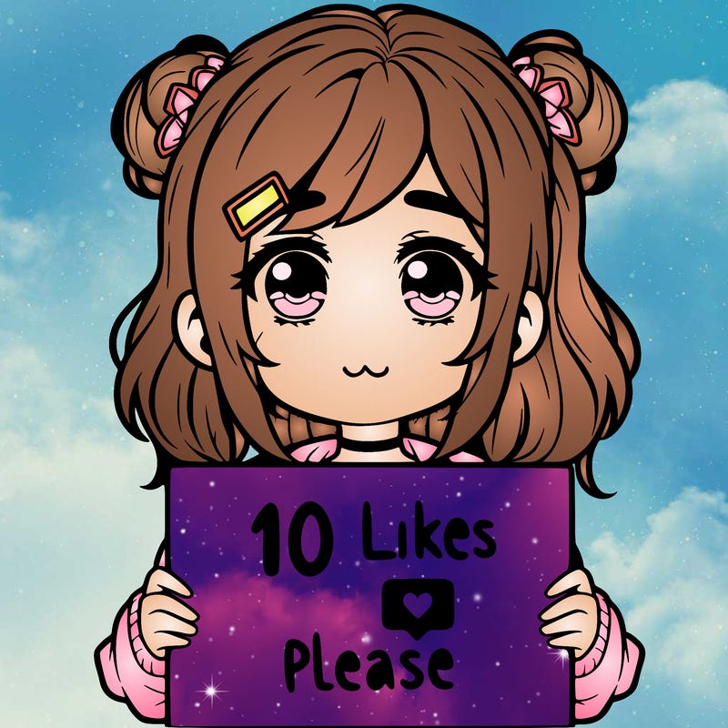 a girl with a sign saying 10 likes please