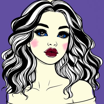 realistic girl with wavy hair and lips