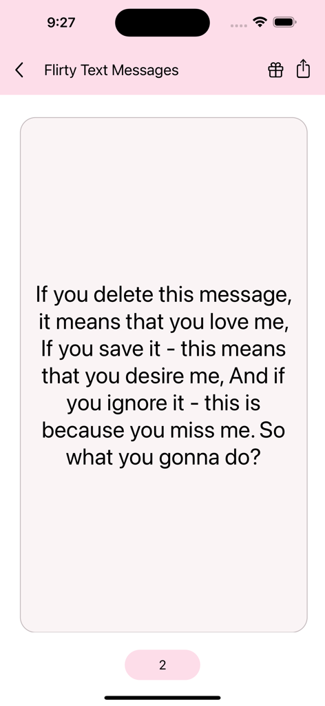 Best Romantic Love Quotes - A flirty text message displayed within the Best Romantic Love Quotes mobile application interface