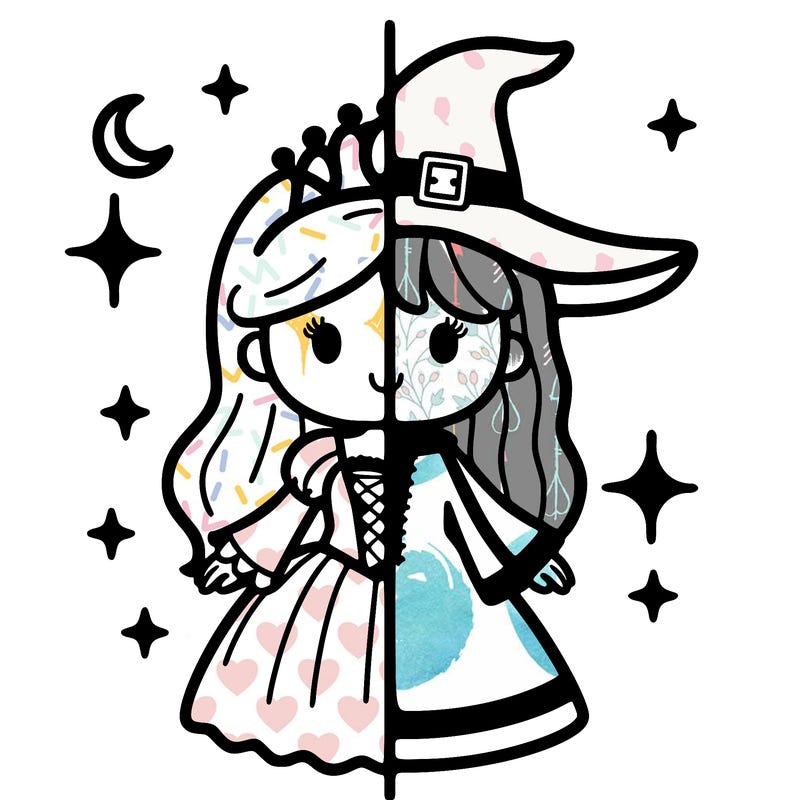 split princess and witch