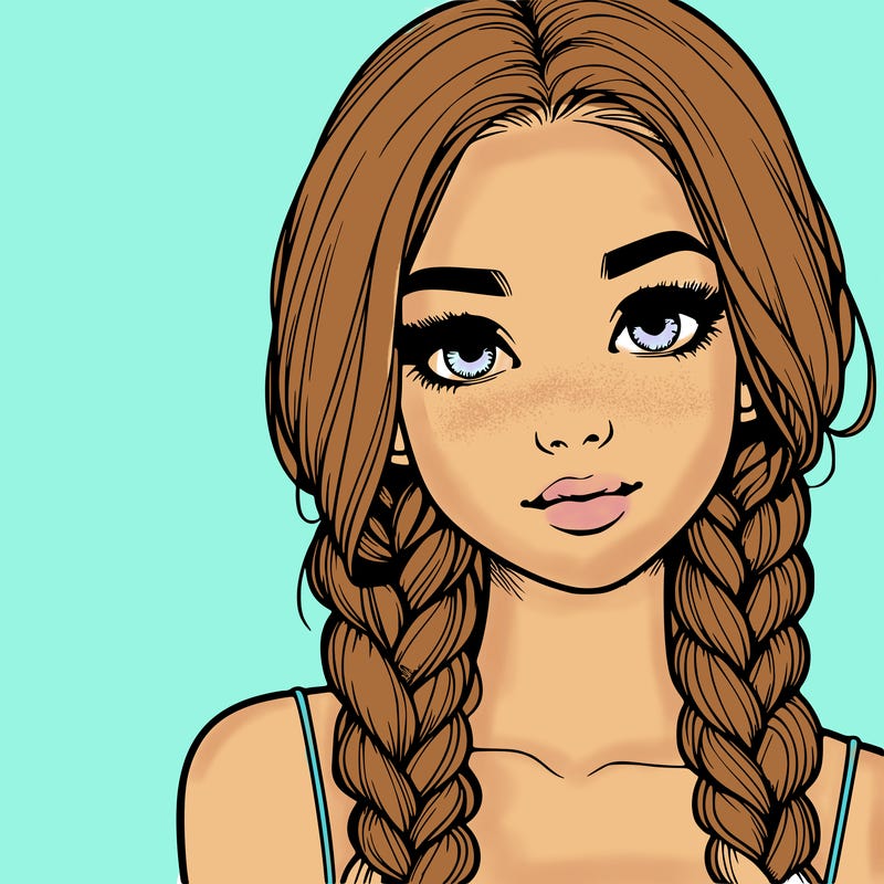 realistic girl with braids