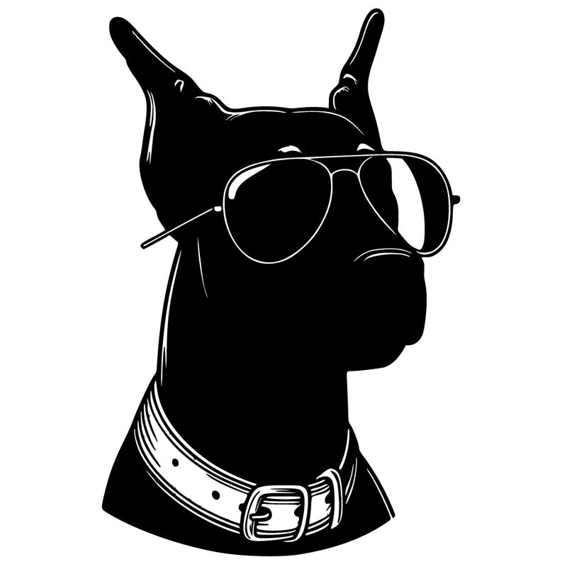 a realistic doberman pinsher with aviator glasses on