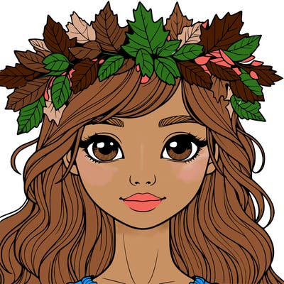 realistic girl with fall leaf crown