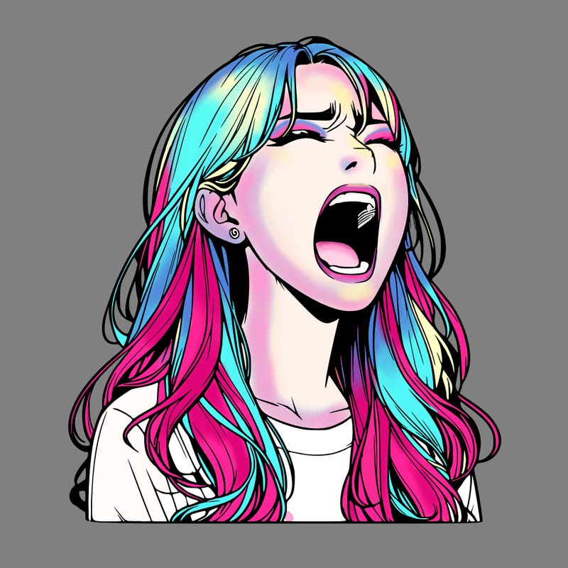 screaming realistic, girl