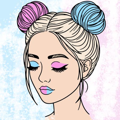 woman with hair buns
