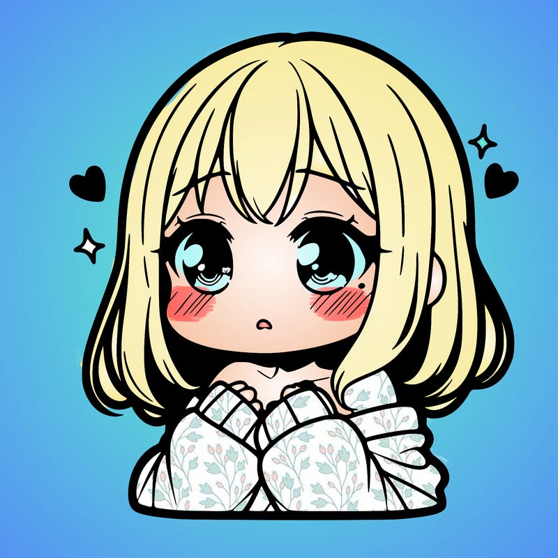 kawaii girl in love anime, blushing cheeks