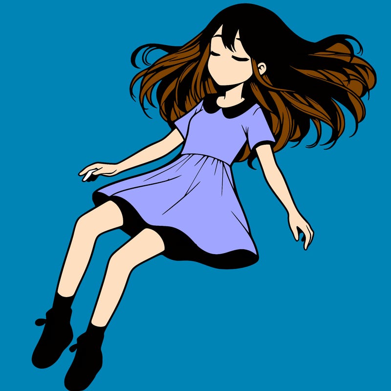 realistic girl floating