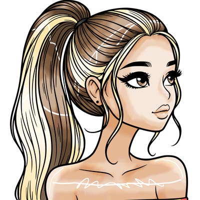 a beautiful and realistic girl with a high pony tail