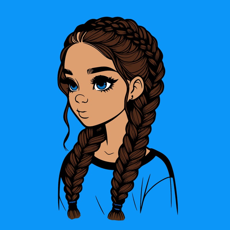realistic girl with braids