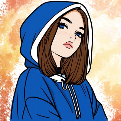 a realistic girl in a hoodie