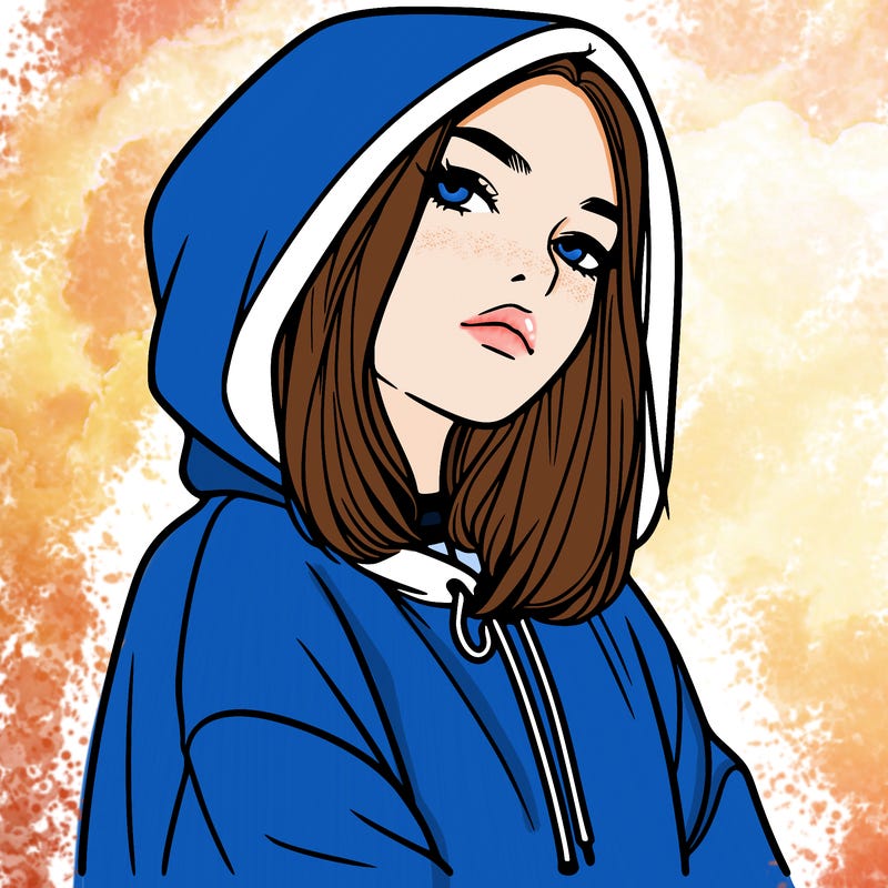 a realistic girl in a hoodie